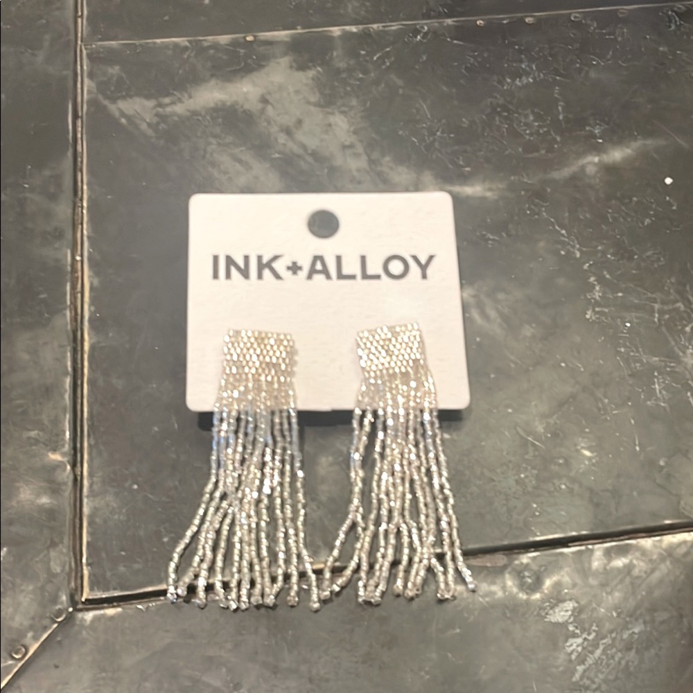 INK+ALLOY Silver Beaded Fringe Earrings